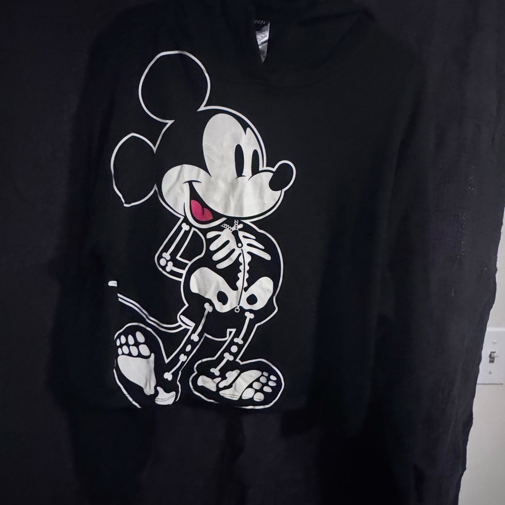 Black Hoodie and Sweatpants with Skeleton Cartoon Mickey Mouse Design